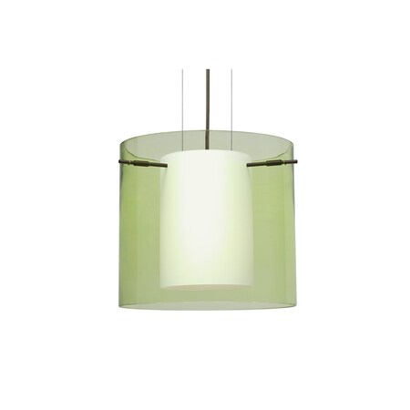 Besa Lighting Pahu 12 Cable Pendant, Trans. Olive/Opal, Bronze Finish, 1x100W Incandescent 1KG-L18407-BR